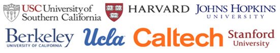 Harvard, Stanford, UCLA, CalTech, Johns Hopkins and USC